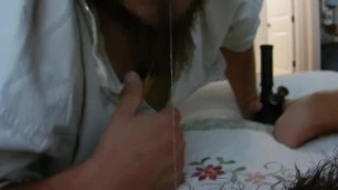 He licks my hairy teen bush before his wife gets home…. he is the slut