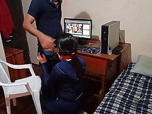Stepmother discovers me: I&#’m masturbating in my room when suddenly my stepmother comes in and sees me watching porn, she can&#’t stand it and screams for my cock
