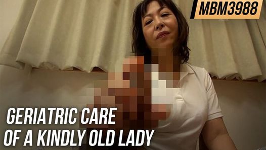 Geriatric care of a kindly old lady care helper who is easily swept away.