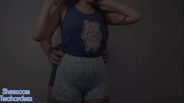 hot stepdaughter seducing me with her very tight shorts that mark her pussy