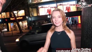 TOURIST TEEN MAKE CASTING – real sexdate with skinny teen slut on public Street pick up in Berlin